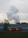 Romantischer Dampf eines Kraftwerkes