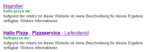 Aufgrund der robots.txt